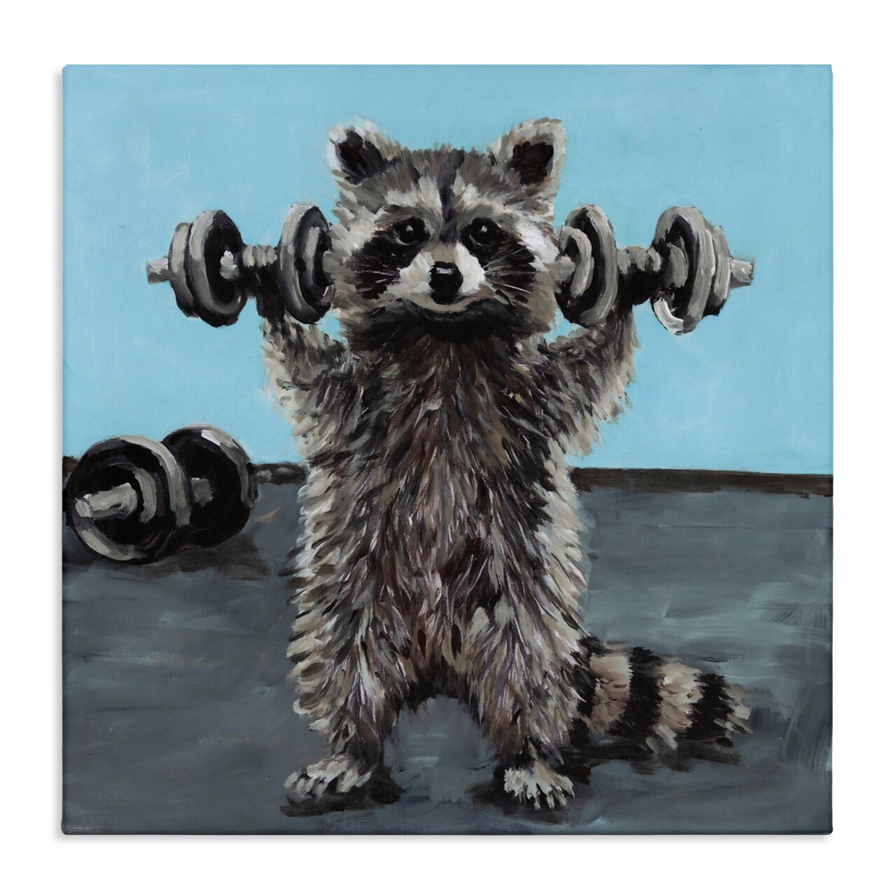 Stupell Industries Fitness Raccoon with Weights Canvas, design by Studio Bautista